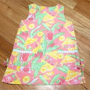 Lilly Pulitzer Girls "Juice Bar”
Shift Dress Tiki Hut Tropical Rare Size 3T